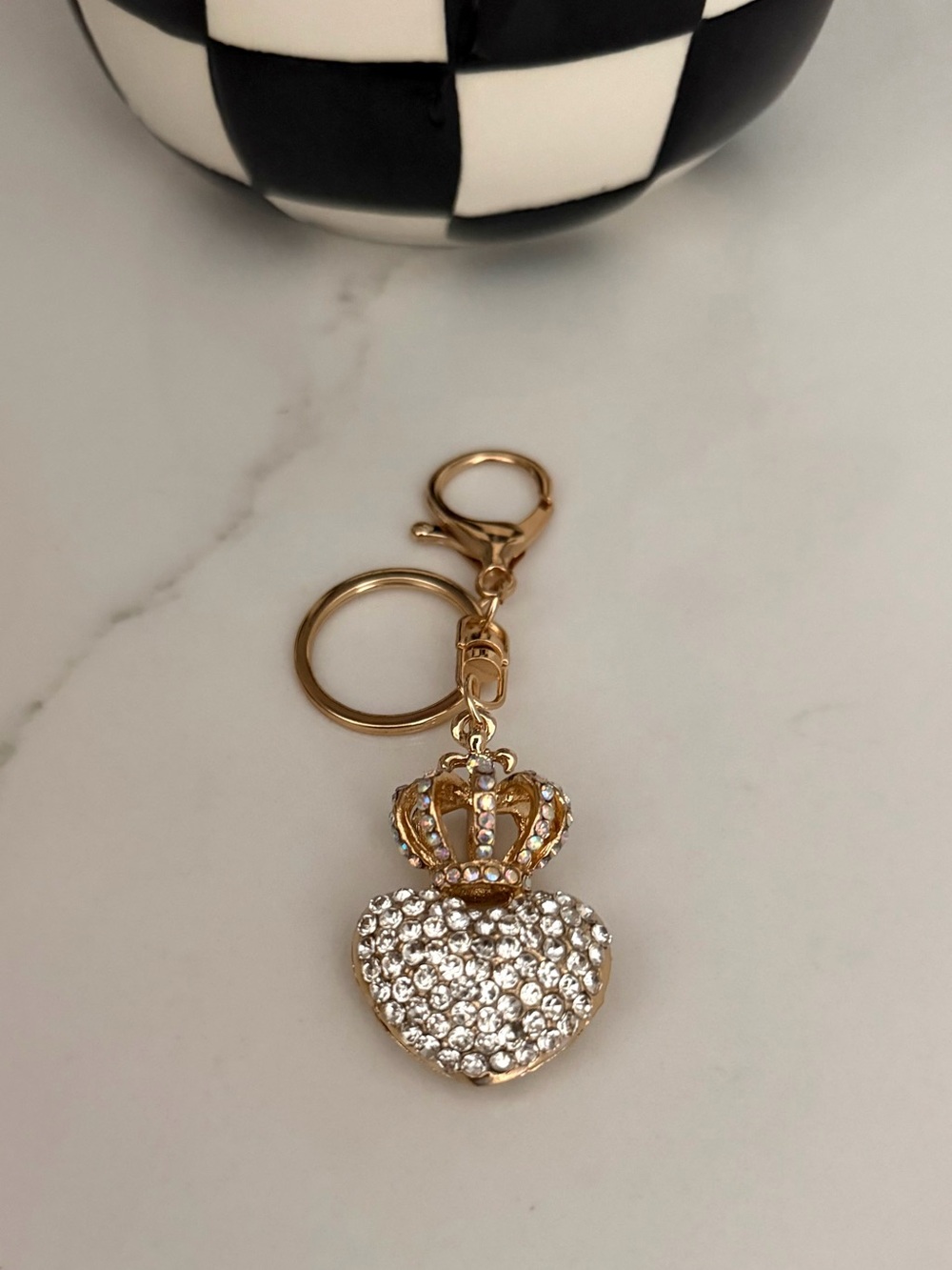 NWT Crystal Crown Heart Gold Keychain